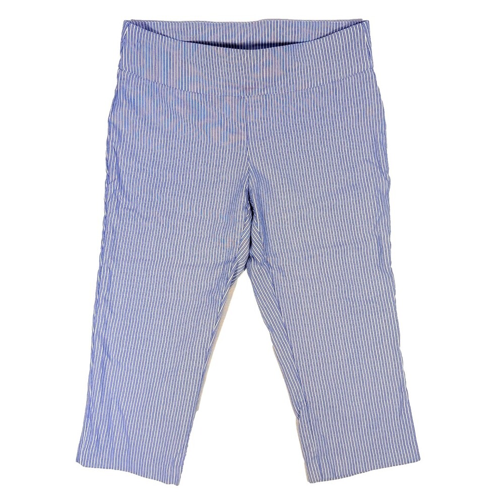 Joe B. Women's L Blue White Stripe Capri Pants Clam Diggers